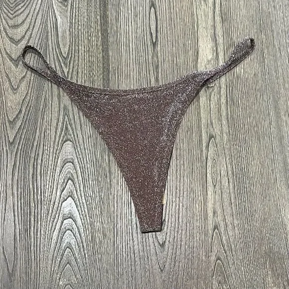 NWT Skims Track Glitter Swim String Thong Swimwear Bikini Sparkly Cocoa Size 4X