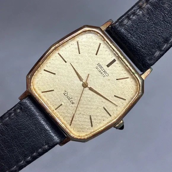 Vintage SEIKO Dolce 5931-5560 22mm Gold Dial Men's Qz Watch - WORKING!