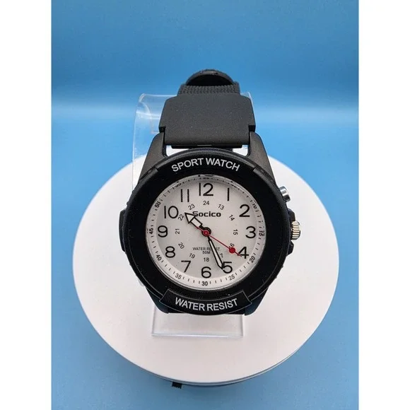 Socico Sport Watch Black Water-resistant Up To‎ 50 Meters Manuel Included #0196