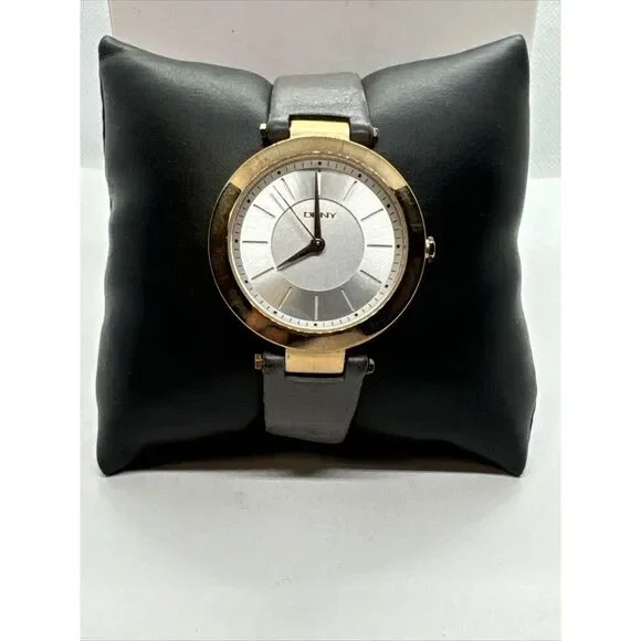 DKNY Stanhope NY-2296 Women's Grey Leather Analog Dial Quartz Wrist Watch JNA171