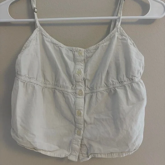 Women’s White Button-Front Spaghetti Strap Top
