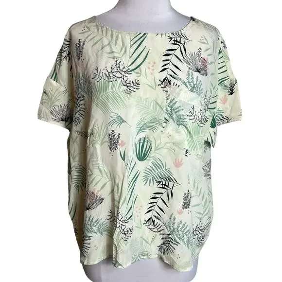 Des Petits Hauts palm jungle silk blouse Sz S