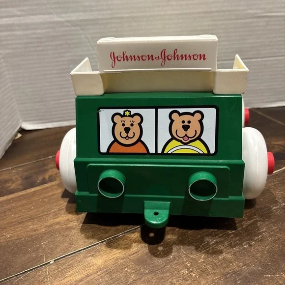 Vintage Johnson & Johnson Green Truck Toy Stack & Dump with Shapes USA 1983‎