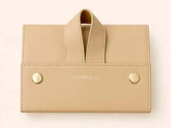 LEFOR.Z Foldable Travel Sunglasses Organizer Case Beige 4 Slot