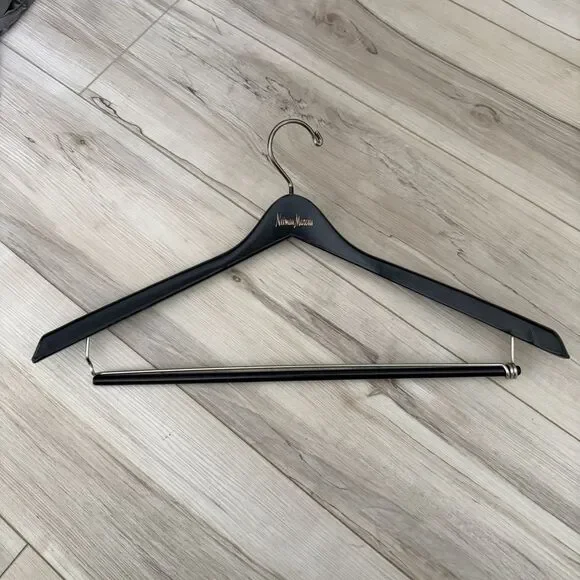 Vintage Neiman Marcus Black Wood Suit Hanger Trouser Bar Jacket Pants Organizer