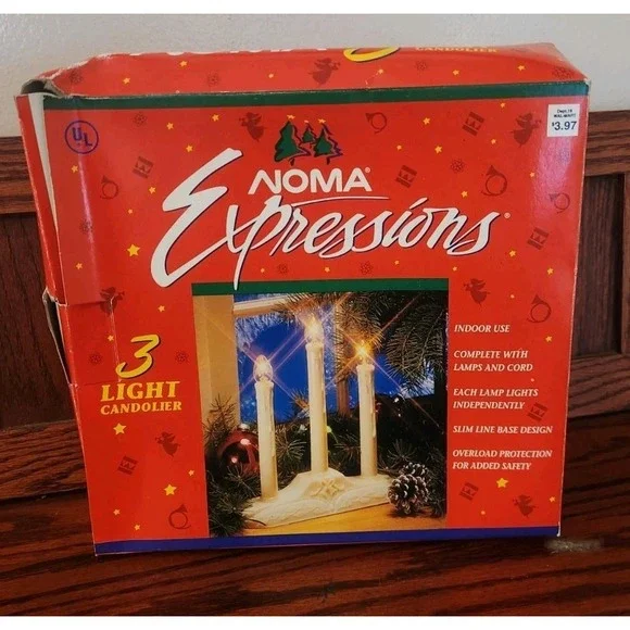 Vintage NOMA Expressions 3-Light‎ Candolier Christmas Window Candelabra w/ Box