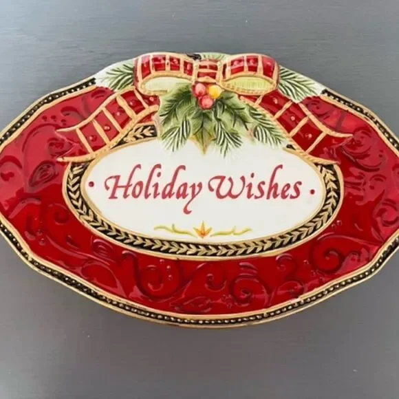 Fitz & Floyd Vintage Damask Sentiment Tray 