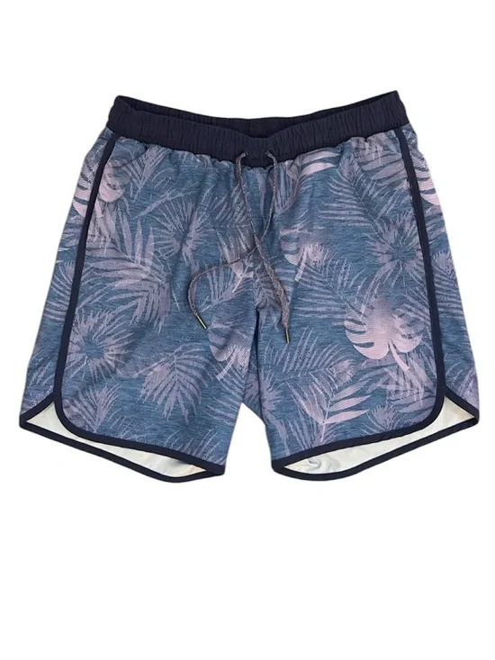 Swim shorts - medium - all over navy and pink palm pattern - like new