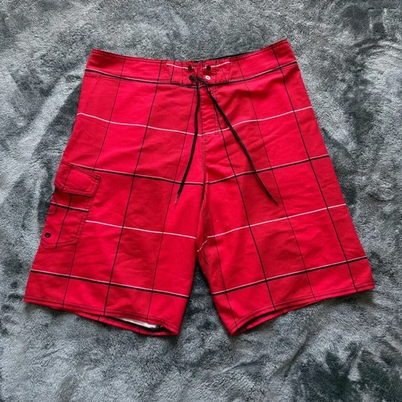 Billabong Platinum X PX3 Board Shorts Mens 36 Red Grid Recycler M1095RUS