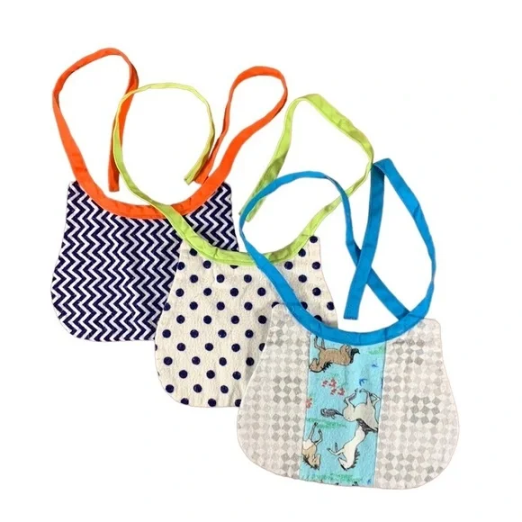 Cotton Drool Bibs - Set of 3 - Handmade - 8