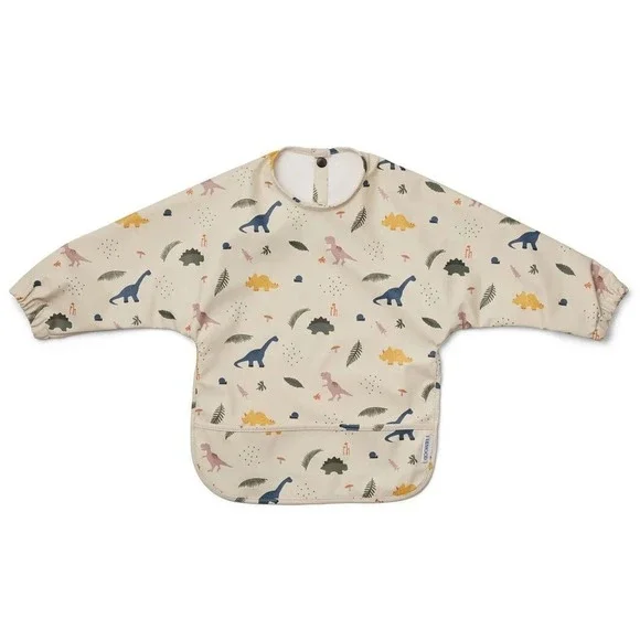 Liewood Merle Cape Baby Bib w/ Long Sleeves - Dinosaurs - One Size