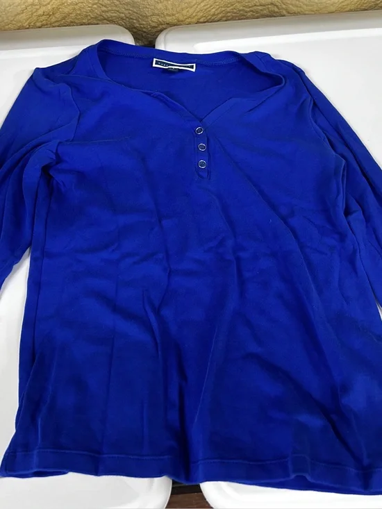Karen Scott Royal Blue Long-Sleeve Top