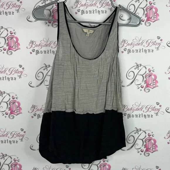 7 For All Mankind tank top half half flowy comfy Gray and Black Tank Top