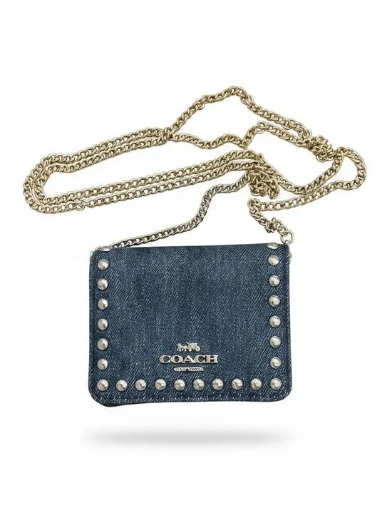 COACH Denim Studded Chain Crossbody Bag in Blue NWOT