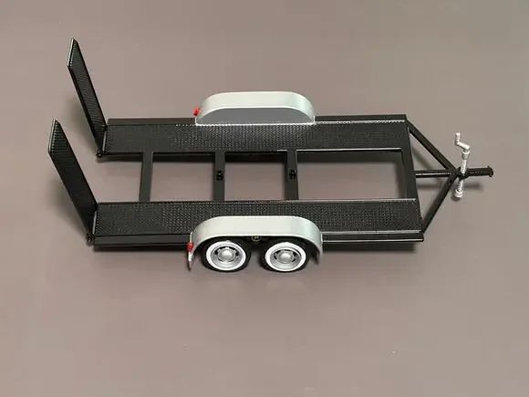 Motor Max 76001 Diecast Tandem Black Car Trailer in 1:24 scale