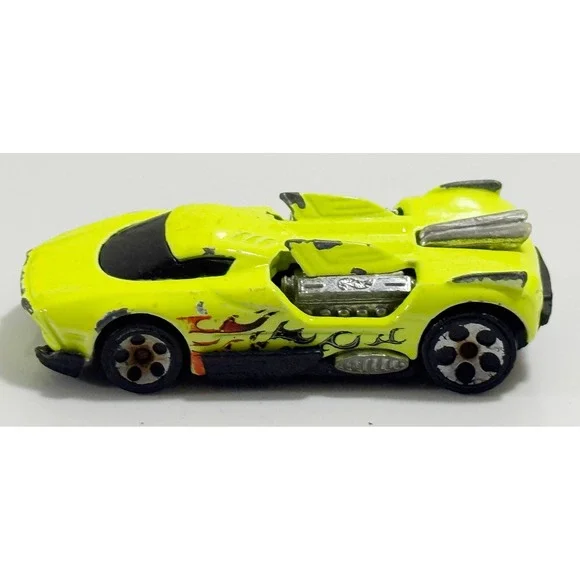 Hot Wheels Vulture Toy Car Kids 1:64 Neon Yellow Flame Graphics 2000 Mattel