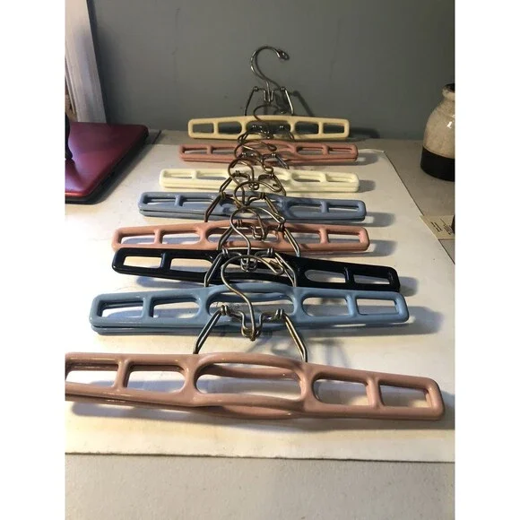 8 Retro Skirt Pants Slacks Hangers Acrylic Multi  Colors Clamp Hangers 11” Tamor