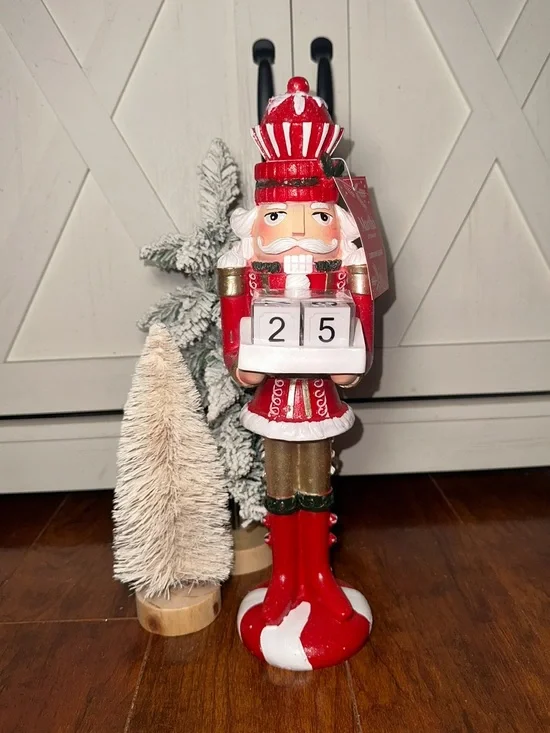 Martha Stewart Red and White Peppermint Nutcracker Countdown Figurine