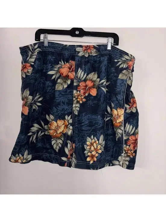 Men’s Puritan Navy and Floral Car Printed Swim Shorts Mesh Interior POCKETS