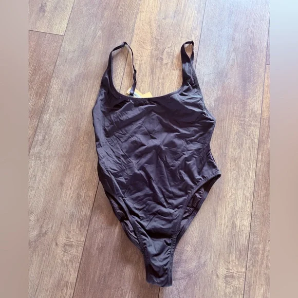 SKIMS Black scoop neck One-Piece Swimsuit