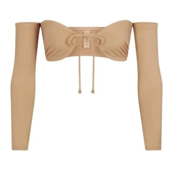 SKIMS Recycled Swim‎ Long Sleeve Bikini Top Ochre Women's SIZE 4X NWT