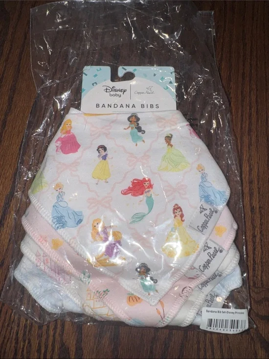 Copper Pearl Disney Baby Princess Bandana Bibs - set of 4 NWT