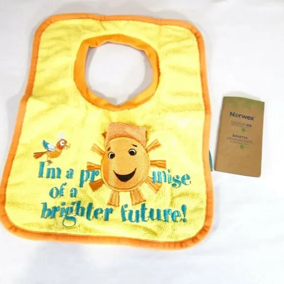 New Norwex Baby Bib Yellow Sunshine Washcloth Microfiber with Baclock