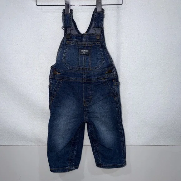 Infant Oshkosh B Gosh Denim Overalls Size 12 Months Bibs Country‎ Outdoor Snap
