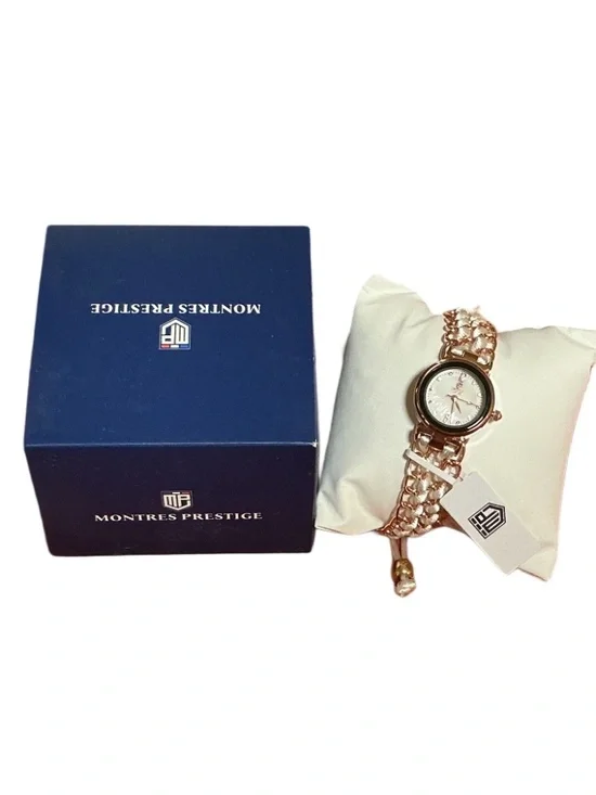Montres Prestige Women's Rose Gold Quartz Watch MOP Dial NWT Box Works