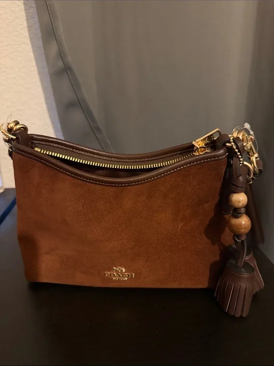 Coach Outlet Laurel Suede Small Shoulder Bag With Tassels