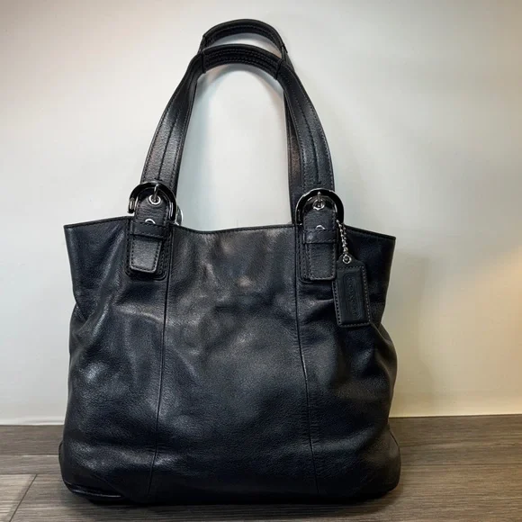 Coach Black Leather Tote Bag