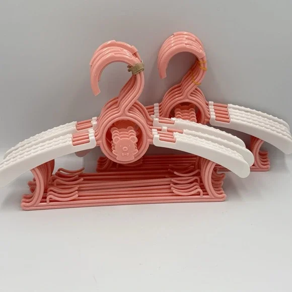 Pastel Pink & White Kids Plastic Hangers – Bear Motif Set Girls Closet‎ Coquette