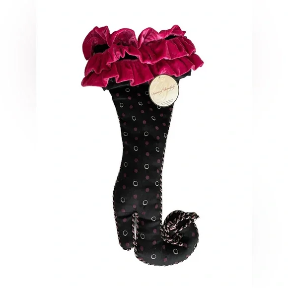 Brand new Seasons of Serendipity stocking black and pink‎ polka dots