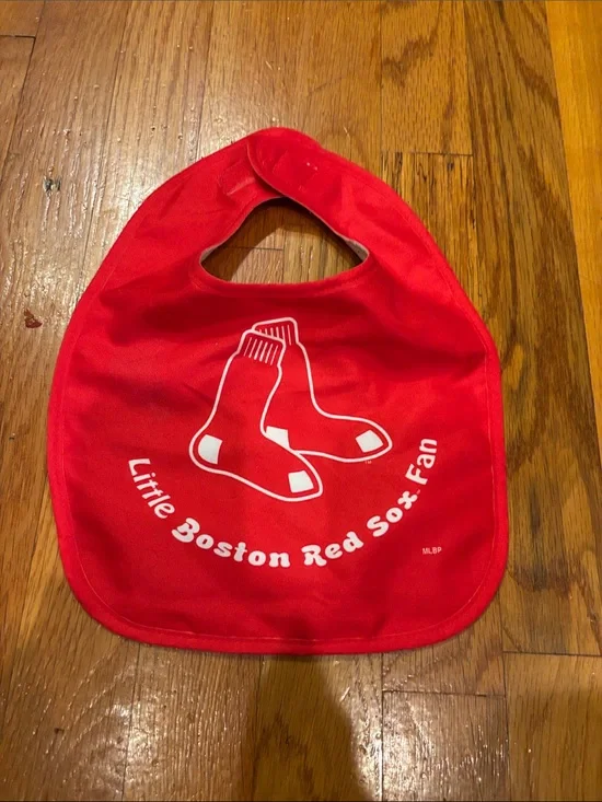 Little Boston Red Sox Fan Baby Bib - Red with White Logo