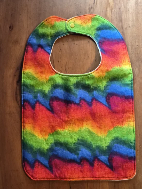 Large Vibrant Rainbow Tie-Dye Baby Bib