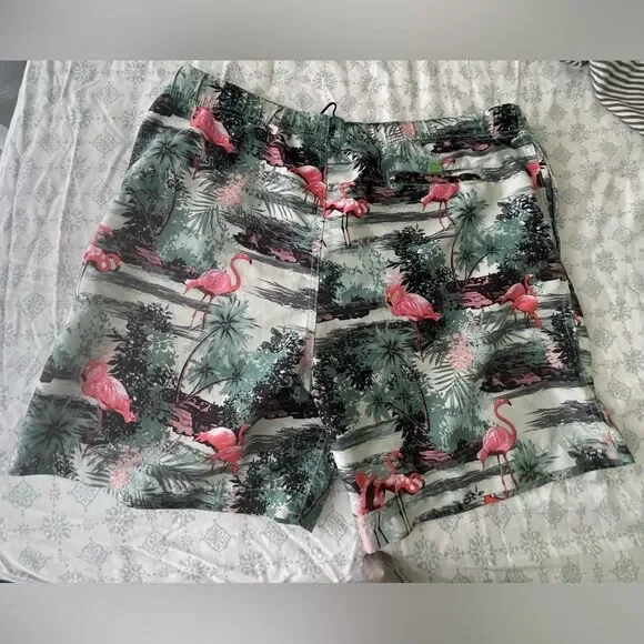 Surfcuz Swimming Trunks - green blue white pink - nylon mesh - size 36 waist