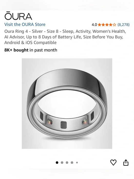 Oura Ring Generation 4 Silver Smart Ring