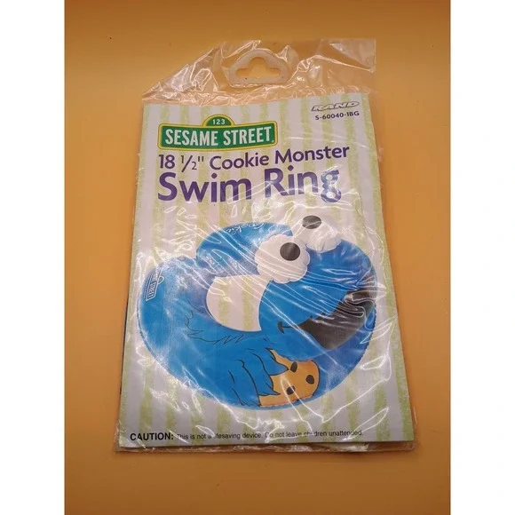 Vintage 18.5 Inch Sesame Street Cookie Monster Swim Ring By Rand