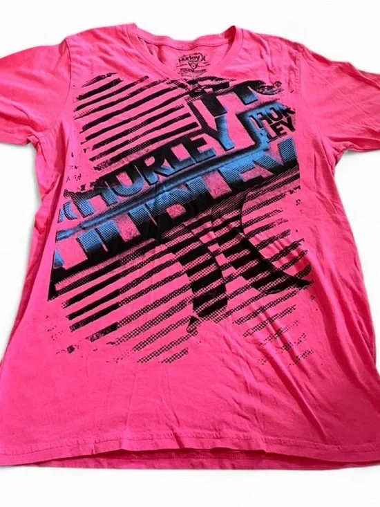 Women’s Y2K Vintage Hurley Skater Pink Graphic Shirt Size M
