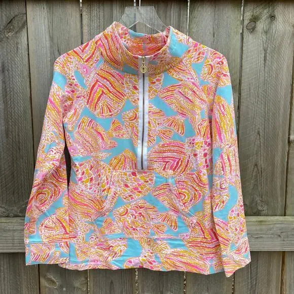 Lilly Pulitzer Popover‎ Top Pullover Tini Bikini 1/2 Zip Skipper Small Beach