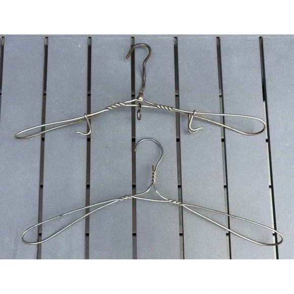 Vintage heavy duty twisted wire clothes hangers folding 1930's steampunk