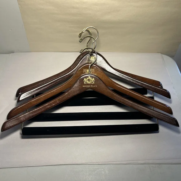 ASTOR & BLACK (3) Custom Clothiers Suit Jacket Pants Hanger FELT BAR Brass Hook