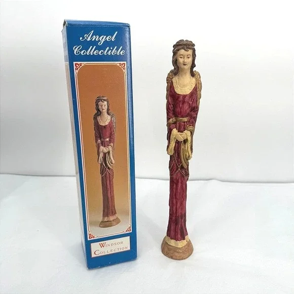 Windsor Collection Angel Collectible Skinny Figurine Red Gold VTG Christmas 12