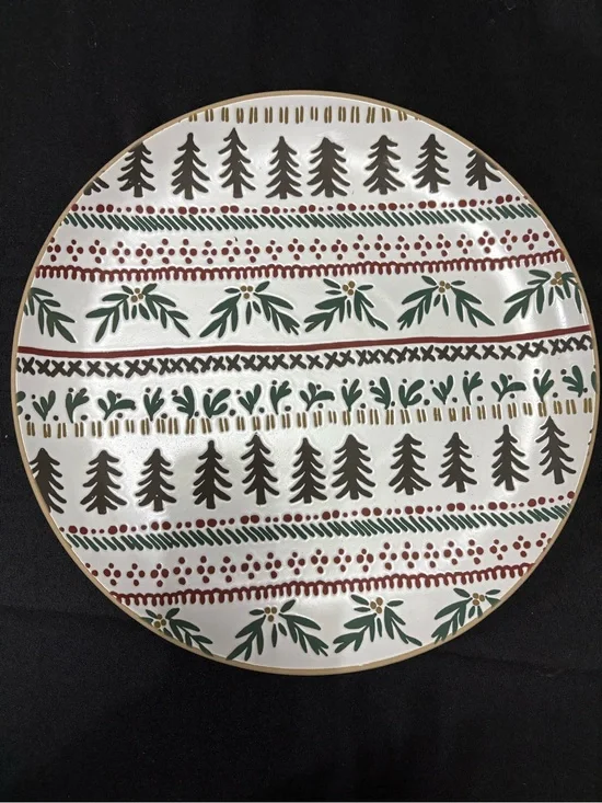 Crate&Barrel White Fair Isle Platter