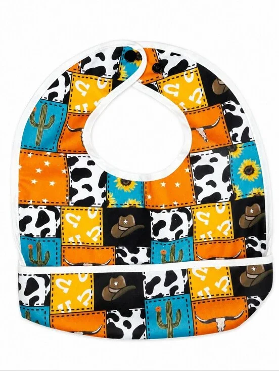 Cowboy Ranch Print Baby Flip Bib
