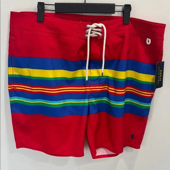 NWT Polo Ralph Lauren red blue swim beach summer vacation preppy trunks shorts