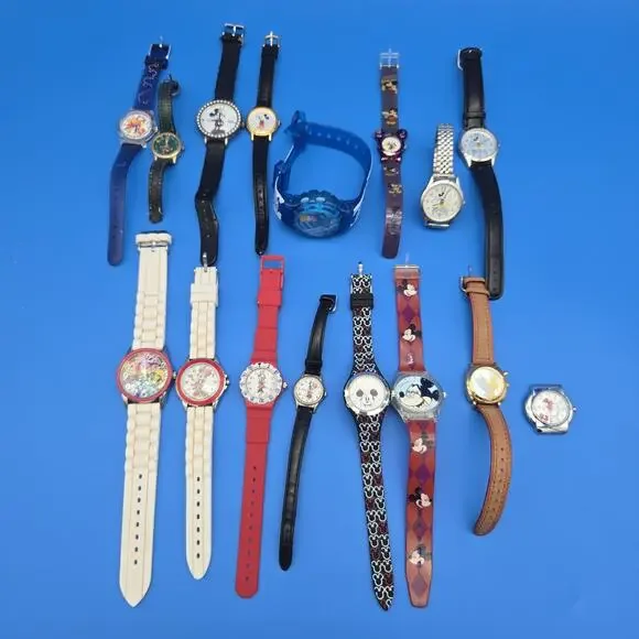 Lot of 16 Character Watches Disney Mickey Minnie Tinker Bell Pooh Untested