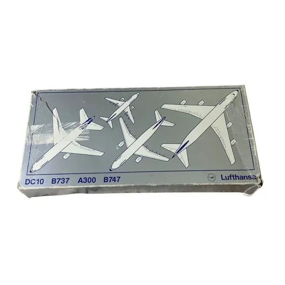 Schabak Lufthansa Diecast Boxed 4 Model Airplanes DC10 B737 A300 B747 1:600