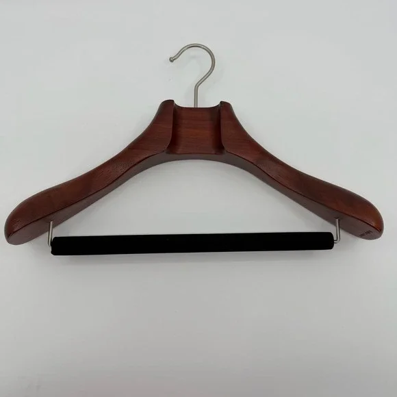 Butler Luxury Tailor Made Suit Hanger Wooden Velvet Trouser Bar Wide Shoulder