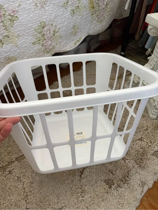 White Plastic Square Laundry Basket - Durable Closet Storage
